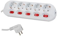 Удлинитель с заземлением и индивидуальными выключателями Старт 5-м 1,5м 16А 3500Вт белый  картинка 